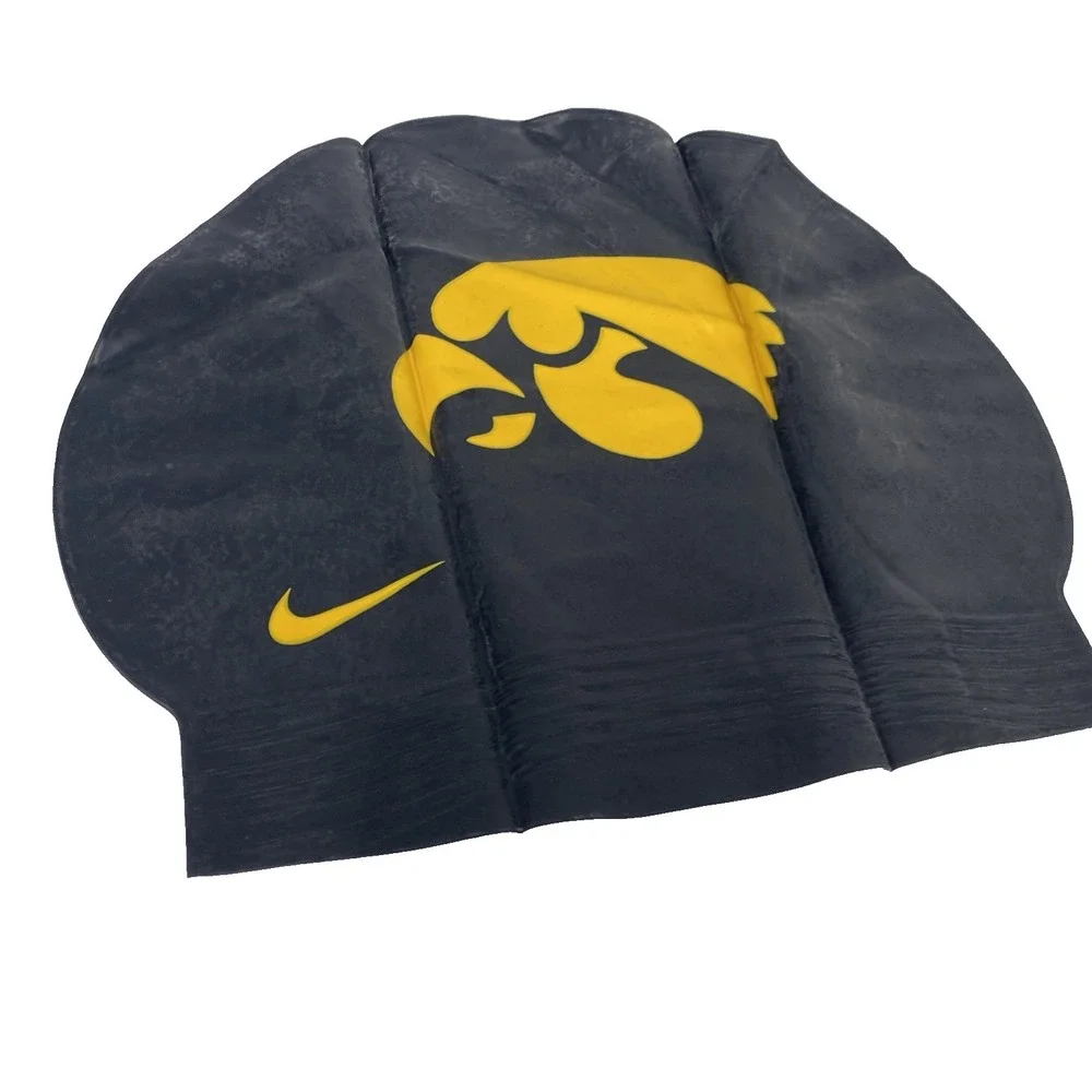 QTY (2) Iowa Hawkeyes‎ NIKE swim cap LATEX Black & Yellow BRAND NEW light